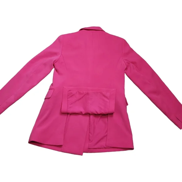 Nine West 80's hot pink fuchsia oversized Barbie Blazer jacket shoulder pads 4 - Picture 16 of 17